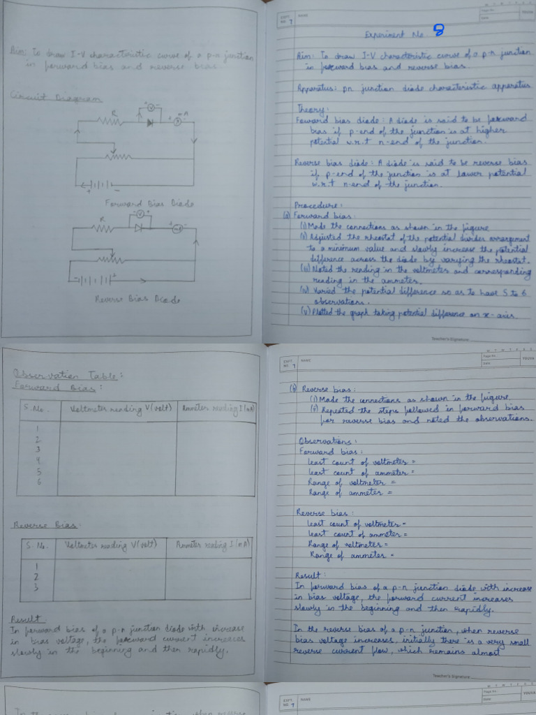 Experiment 8 PN Junction Phy Prac CL XII | PDF
