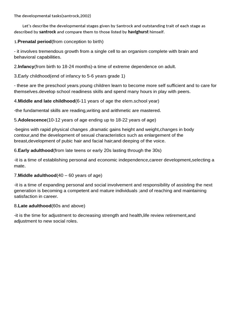 Human Life Cycle Development Stages | PDF