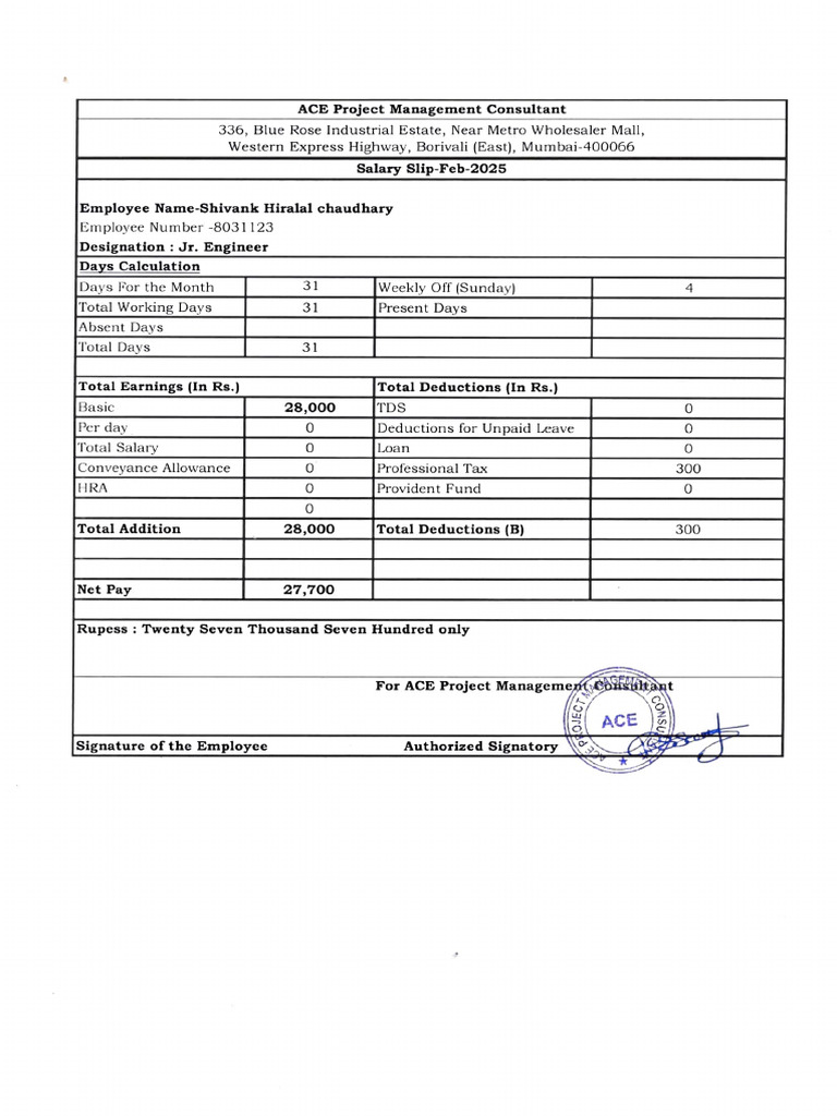 Salary Slips for Shivank Hiralal 2025 | PDF | Taxes | Government Finances