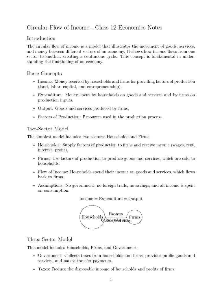Class 12 Circular Flow of Income Notes | PDF | Income | Political Economy