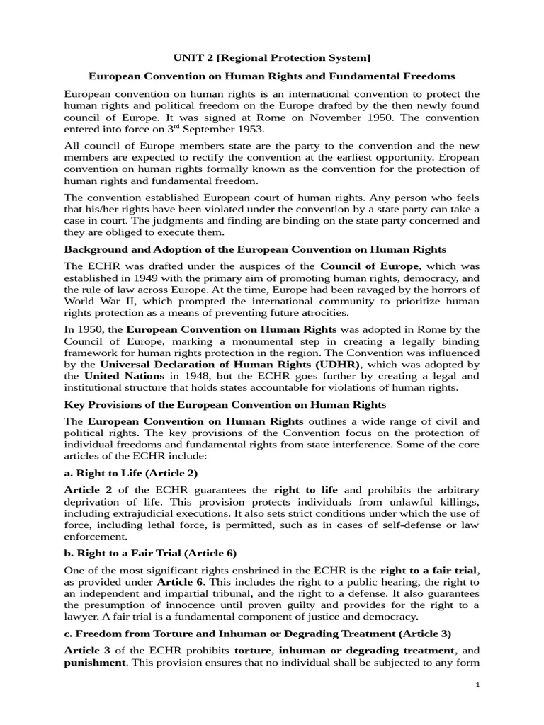 European Convention on Human Rights Overview | PDF | Human Rights ...