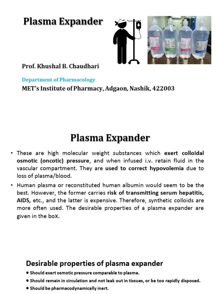 Plasma Expanders: Classification & Uses | PDF | Blood Plasma | Sepsis