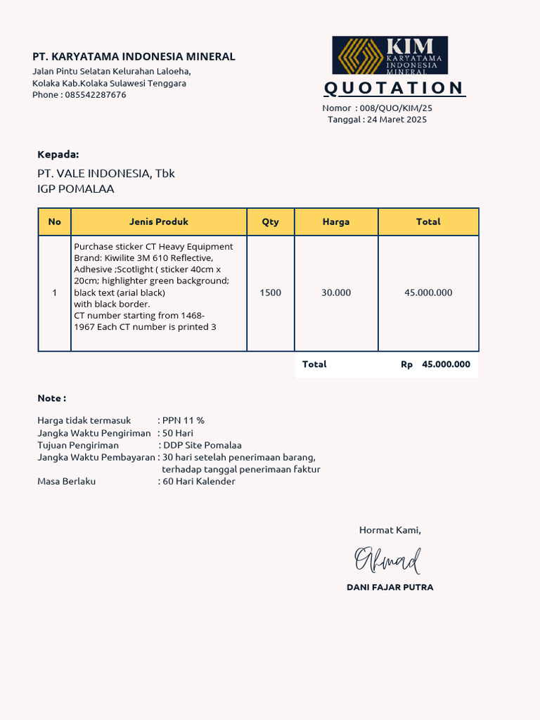 Quotation Stiker CT | PDF