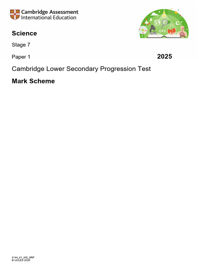 Science Stage 7 Mark Scheme 2025 | PDF | Tide | Gravity