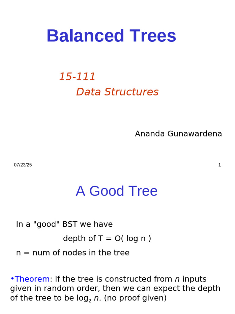 Lecture 16 - Balanced Trees | PDF | Algorithms And Data Structures