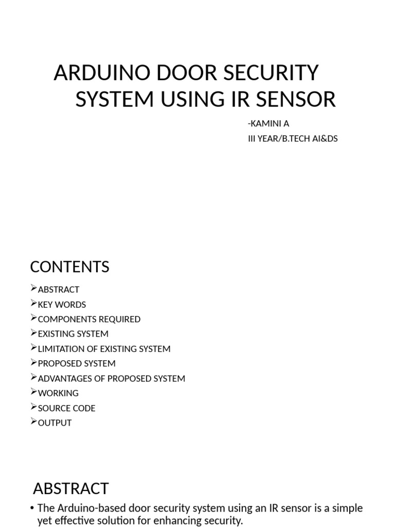 Arduino IR Sensor Door Security System | PDF | Access Control | Arduino