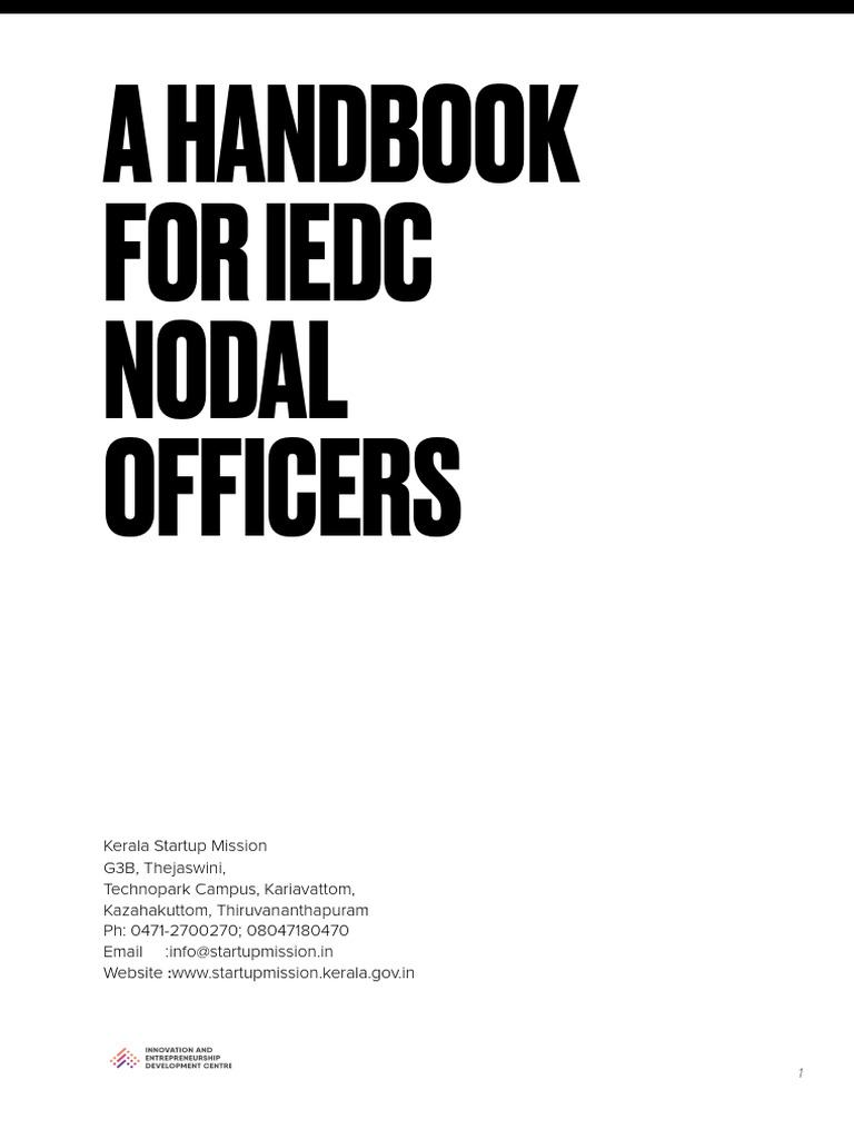 IEDC Handbook for Nodal Officers | PDF | Entrepreneurship | Startup Company