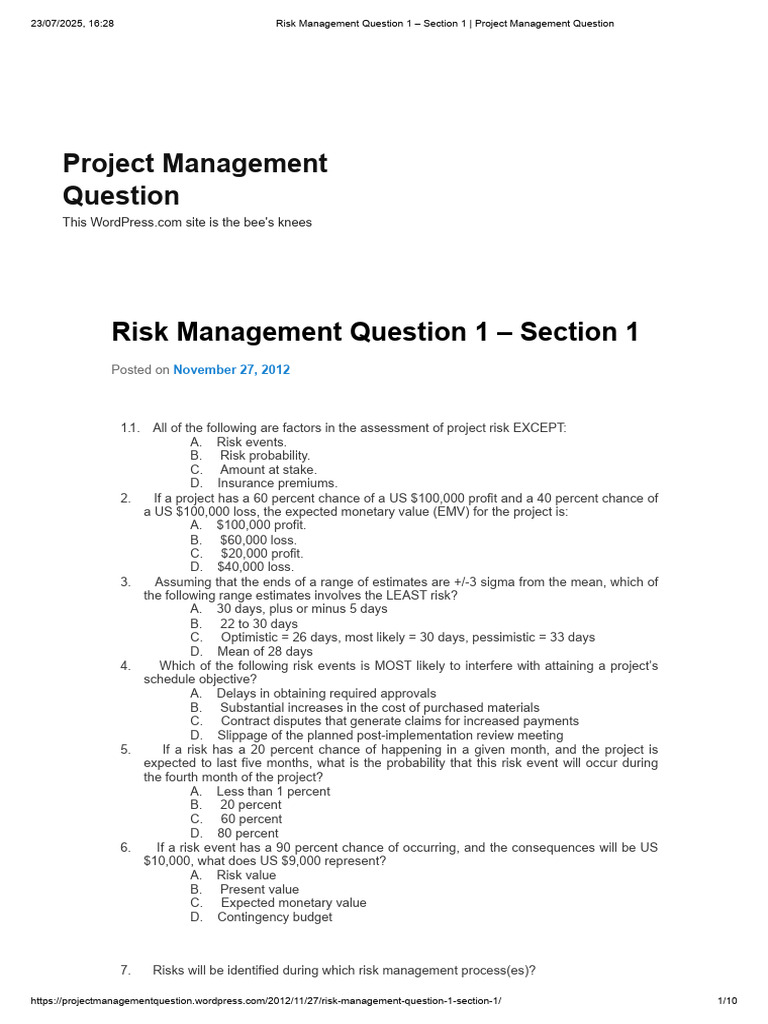 Risk Assessment and Mitigation Plans | PDF | Risk | Risk Management