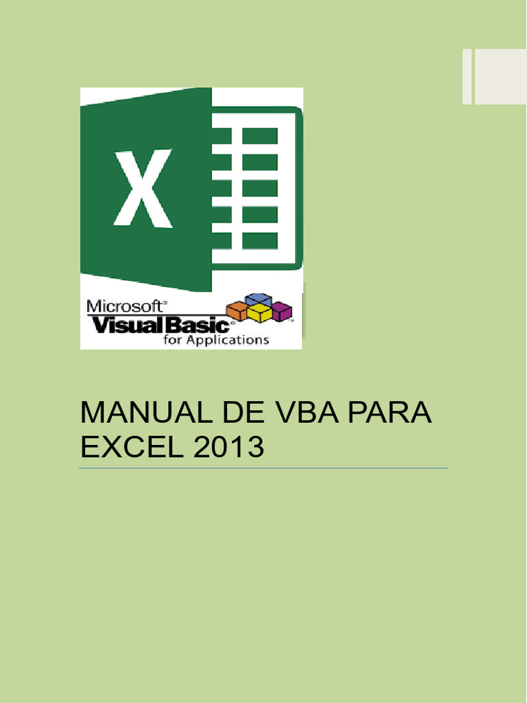Manual de VBA para Excel 2013 | PDF | Microsoft Excel | Macro (informática)