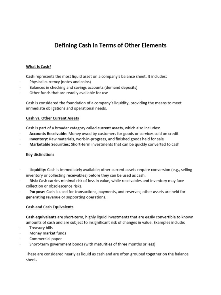 Defining Cash and Its Role in Finance | PDF | Cash | Market Liquidity