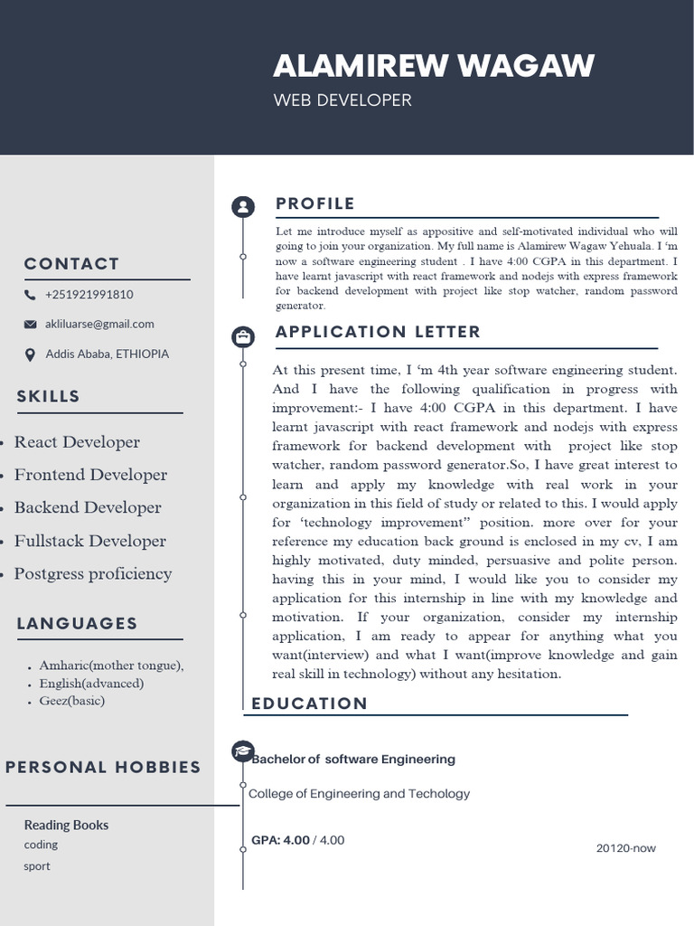Web Developer Internship Application | PDF | Systems Architecture ...