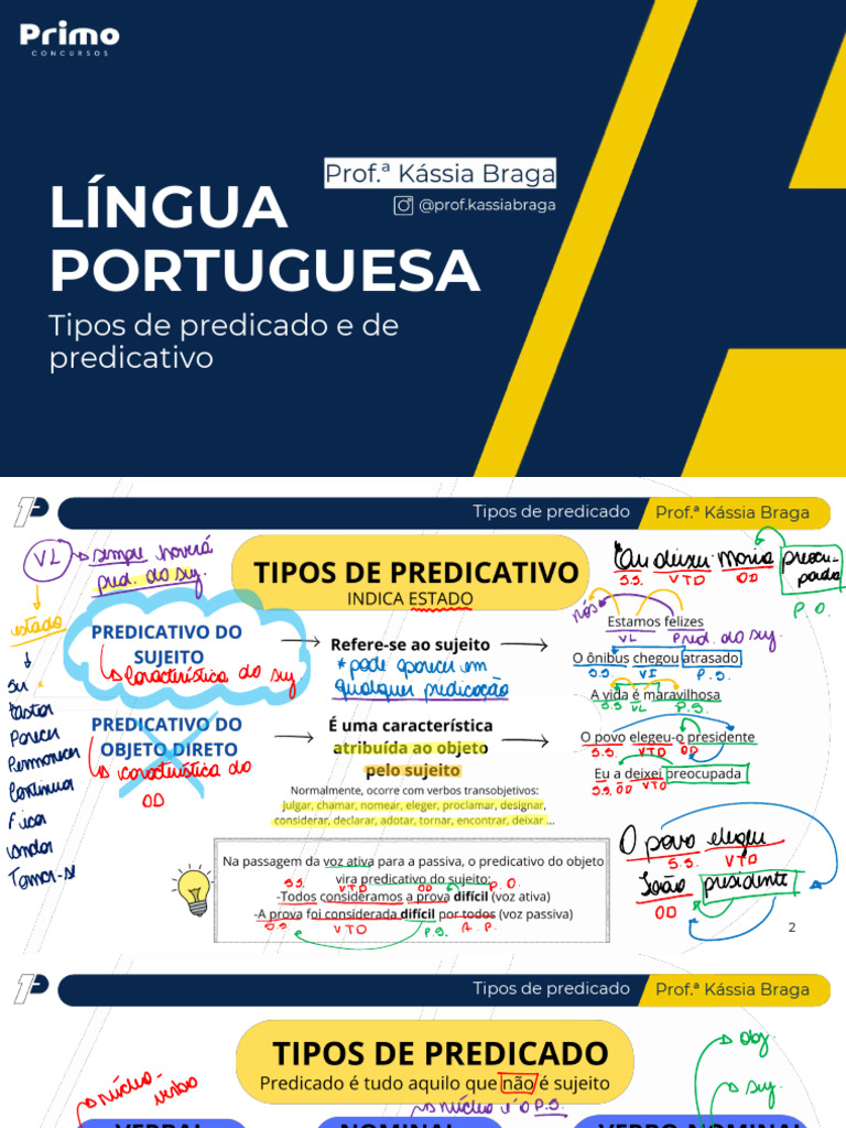 Tipos de Predicado na Língua Portuguesa | PDF