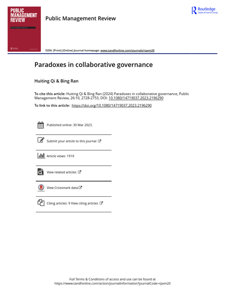Paradoxes in Collaborative Governance | PDF | Governance | Dialectic