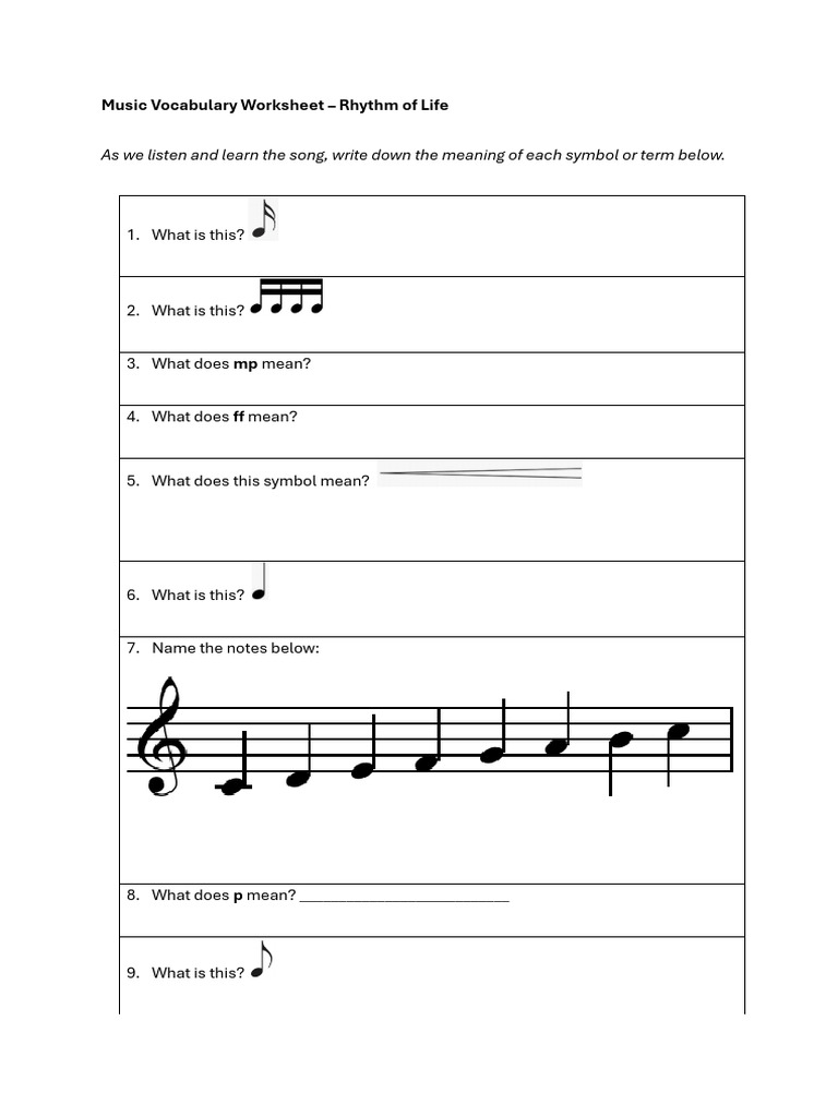 Rhythm of Life Worksheet | PDF