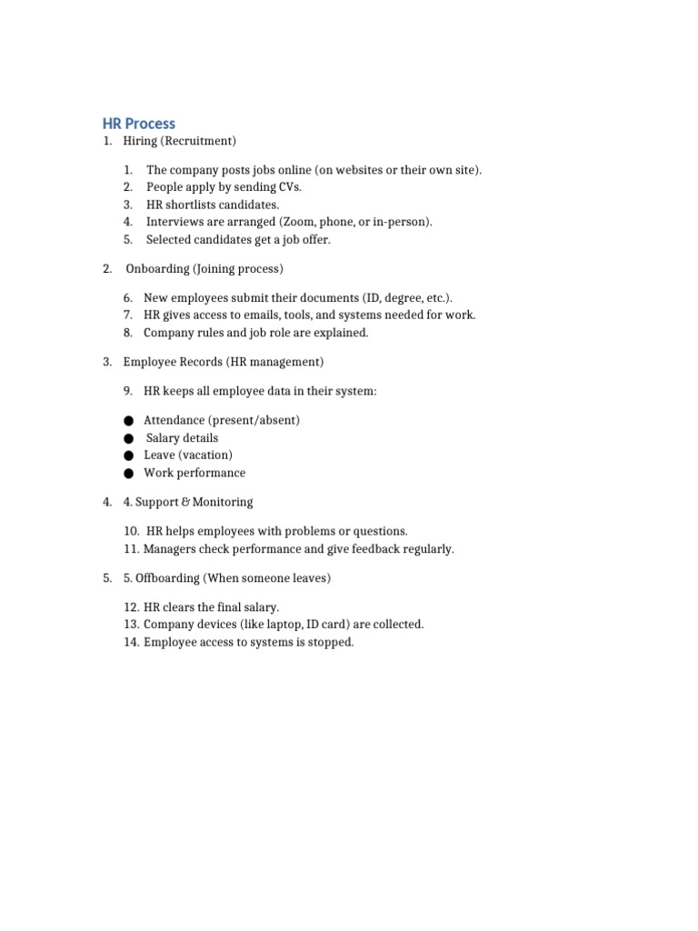 Comprehensive HR Process Overview | PDF