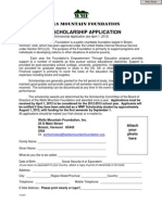 2012 Scholarship Application: Wells Mountain Foundation