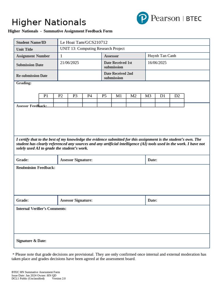 BTEC HND Computing Research Project Feedback | PDF | Artificial ...