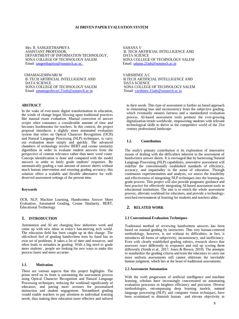 AI-Driven Automated Exam Evaluation | PDF | Optical Character ...