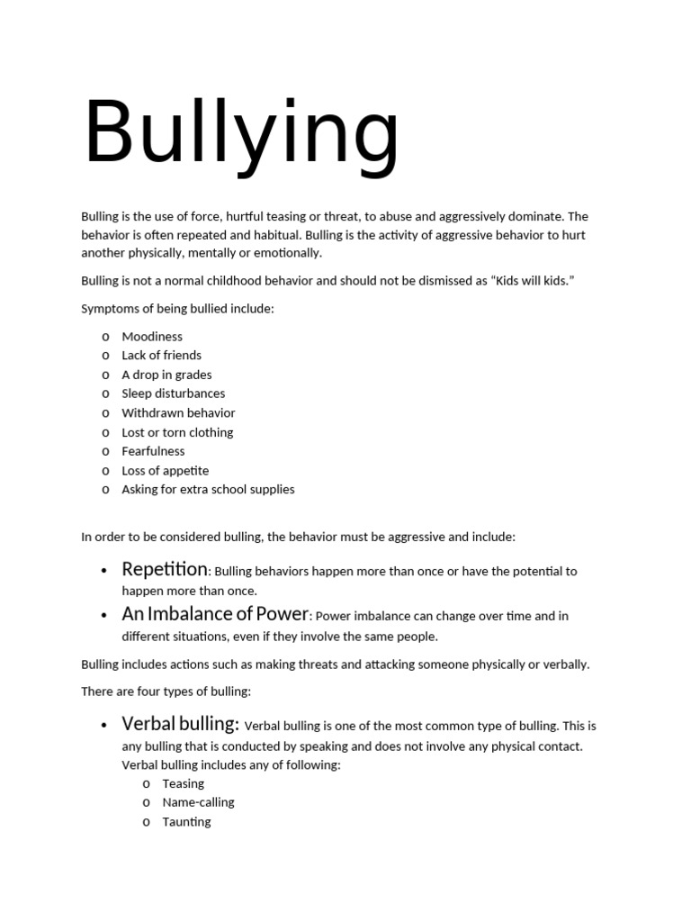 Understanding Verbal Bullying | PDF | Cyberbullying | Bullying