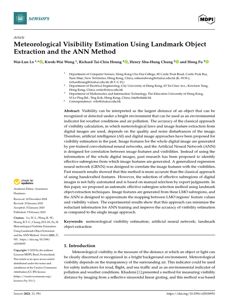 Landmark-Based Visibility Estimation Using ANN | PDF | Deep Learning ...