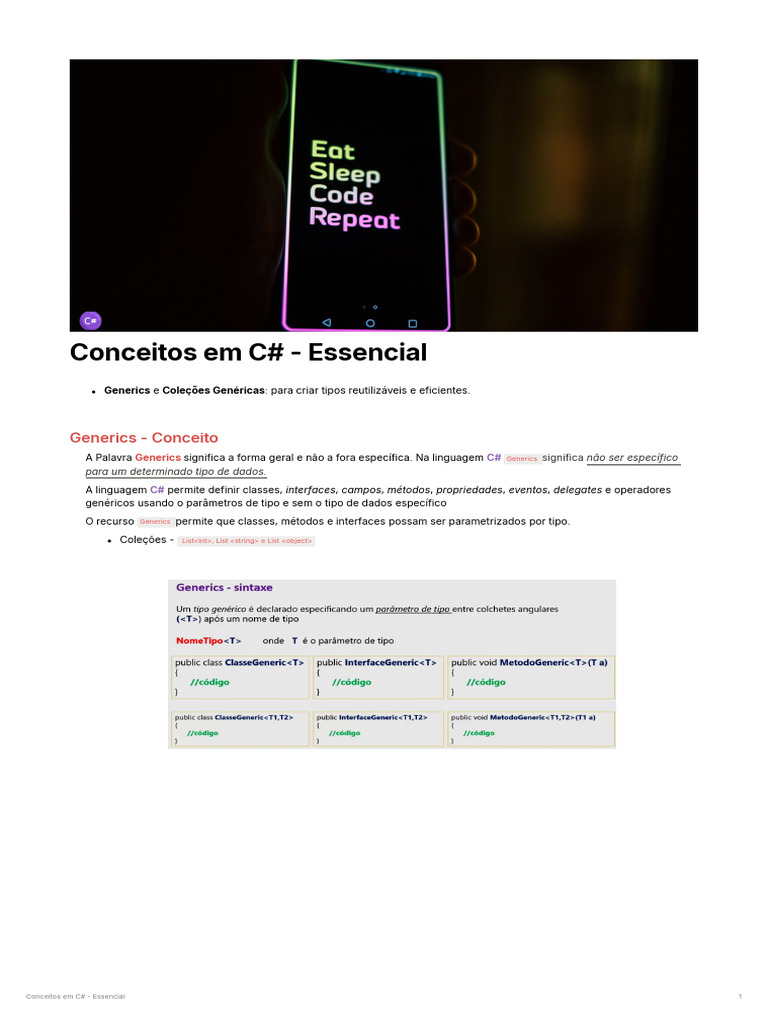 Entendendo Generics em C# | PDF | C Sharp (linguagem de programação ...