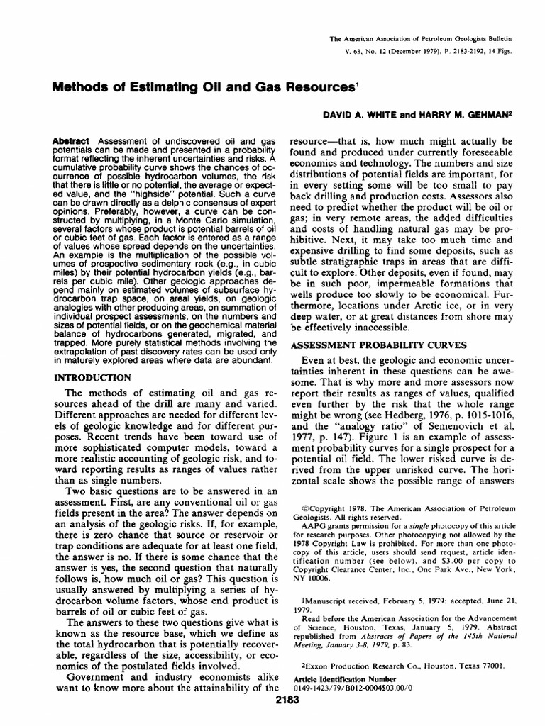 Methods of Estimating Oil and Gas Resources | PDF | Petroleum ...
