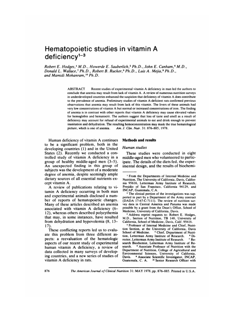 Hematopoietic in Vitamin A Deficiency | PDF | Anemia | Vitamin