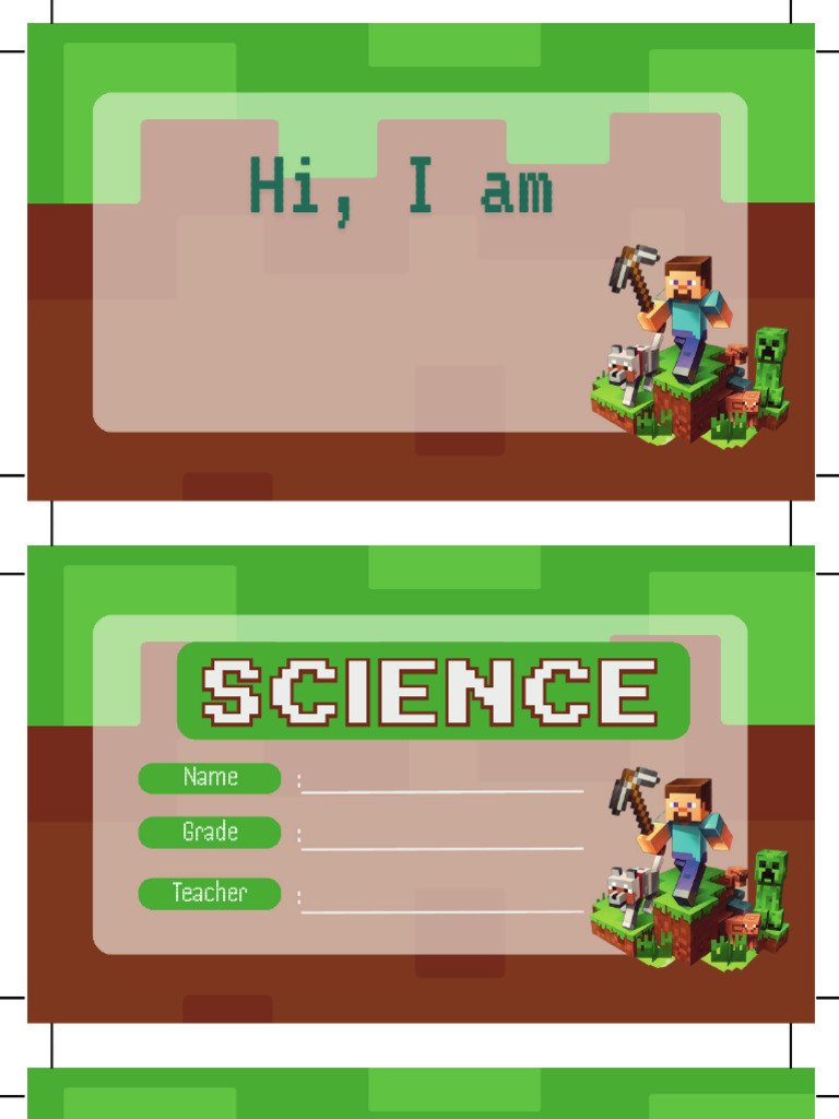 Minecraft Name Tag and Notebook Label For Kids | PDF