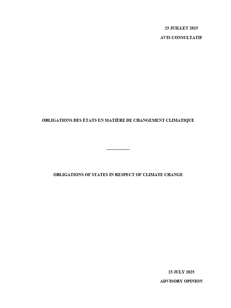 Advisory Opinion on State Climate Obligations | PDF | United Nations ...