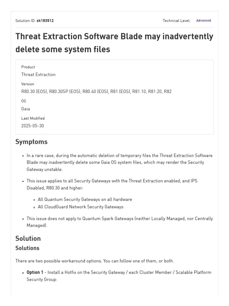 R82 Jumbo Hotfix for Threat Extraction Issues | PDF | System Software ...