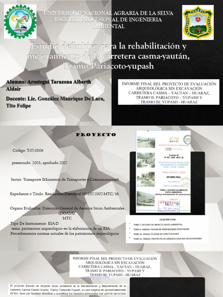 Rehabilitación Carretera Casma-Yupash EIA | PDF | Evaluación de impacto ...