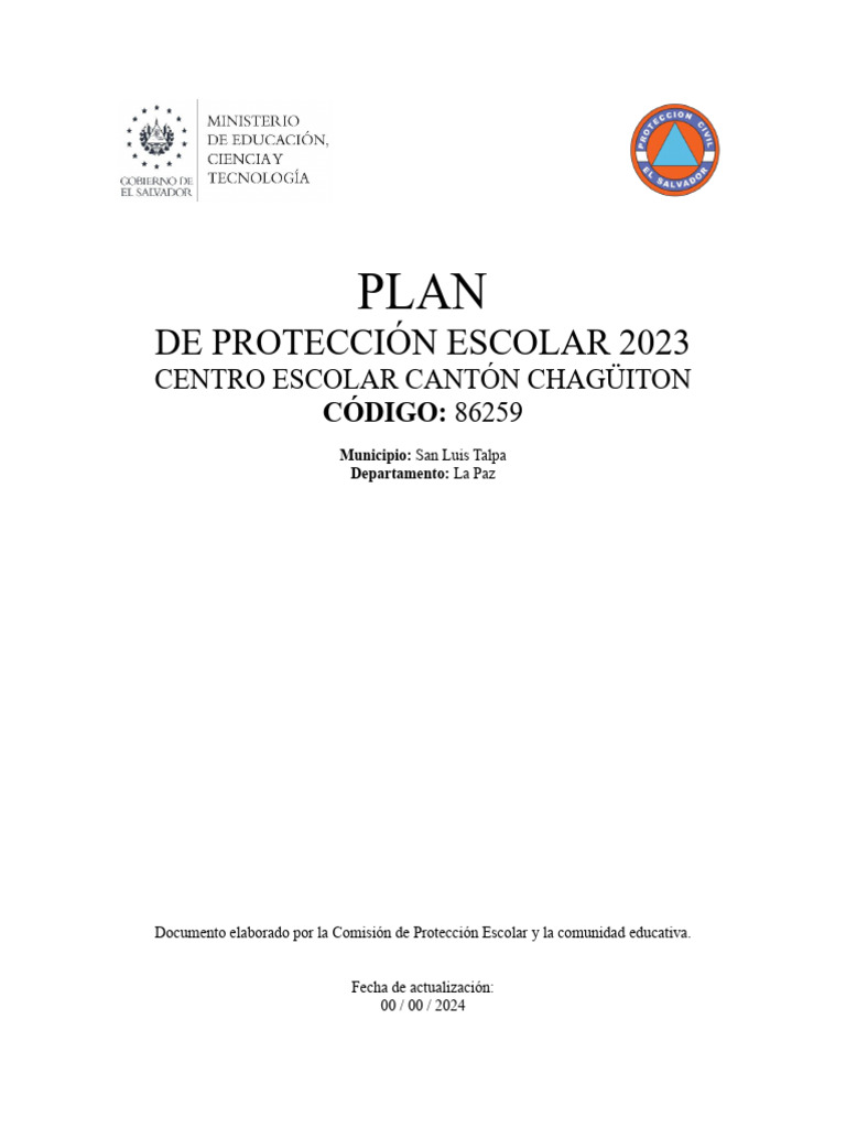 Plan de Protección Escolar 2023 | PDF | Defensa Civil | Contaminación