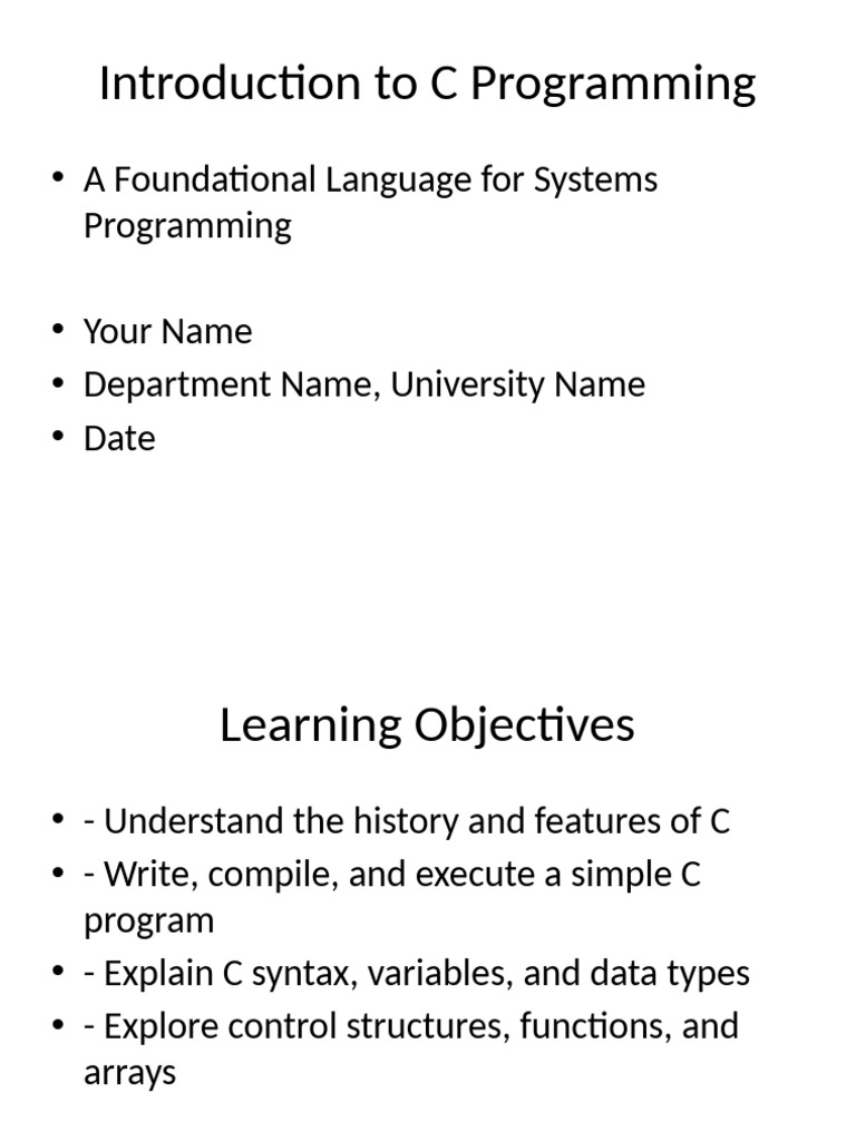 C Programming Presentation | PDF | C (Programming Language) | Computing