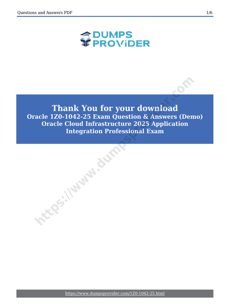 1Z0 1042 25 Demo | PDF | Service Oriented Architecture | Cloud