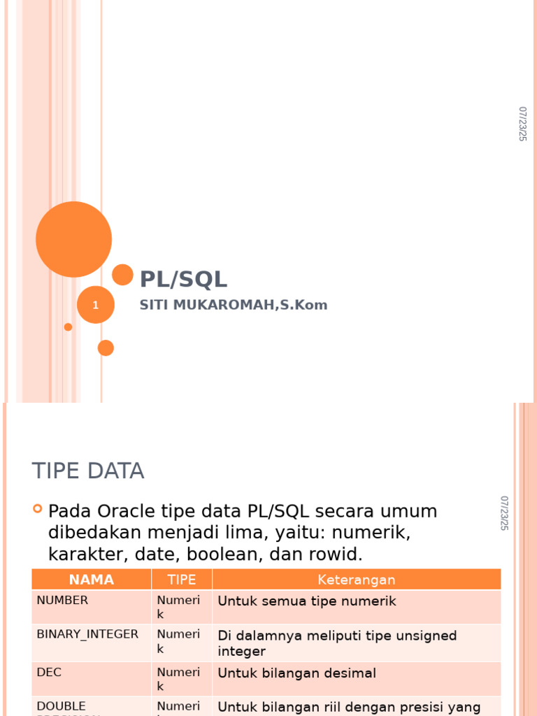 Tipe Data dan Variabel dalam PL/SQL | PDF