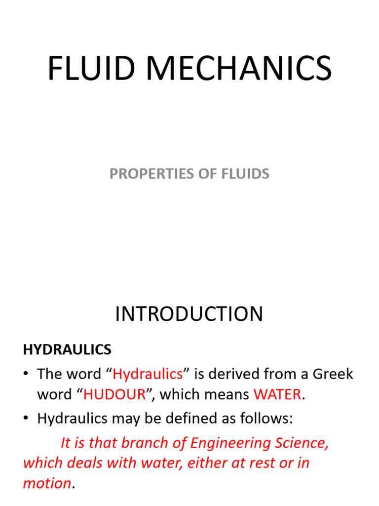 Fluid Mechanics and Hydraulics Overview | PDF | Pressure Measurement ...