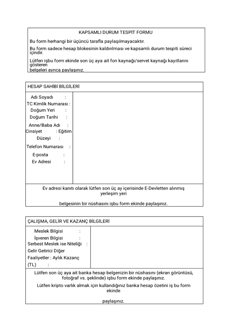 ECDD Form (Turkish) | PDF