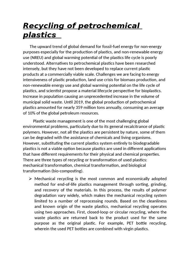 Innovations in Plastic Recycling Methods | PDF | Plastic | Recycling