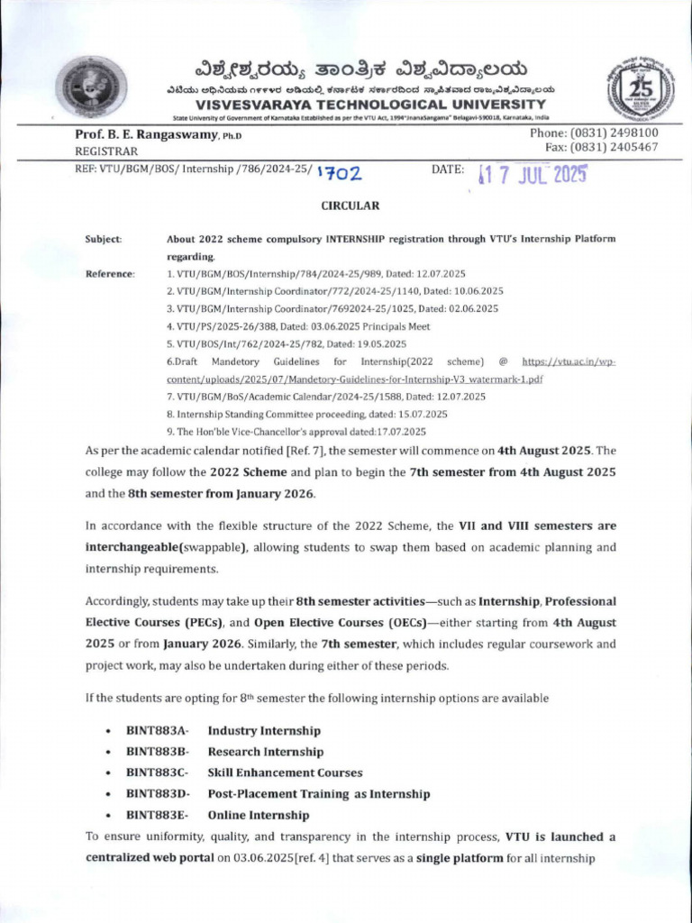 Internship Guidelines For Engineering Students | PDF