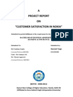A Project Report ON "Customer Satisfaction in Nokia": Bachelor of Business Administration (Banking & Insurance)