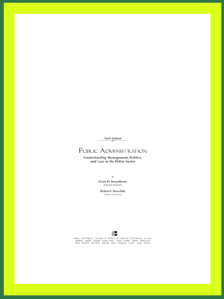 Public Administration Understanding Management Politics and Law in The ...