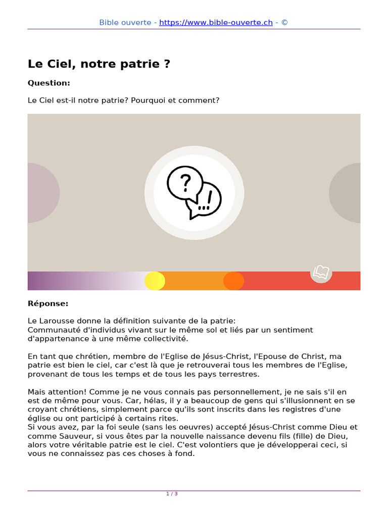 Le Ciel : notre véritable patrie chrétienne | PDF | Jésus | Église ...