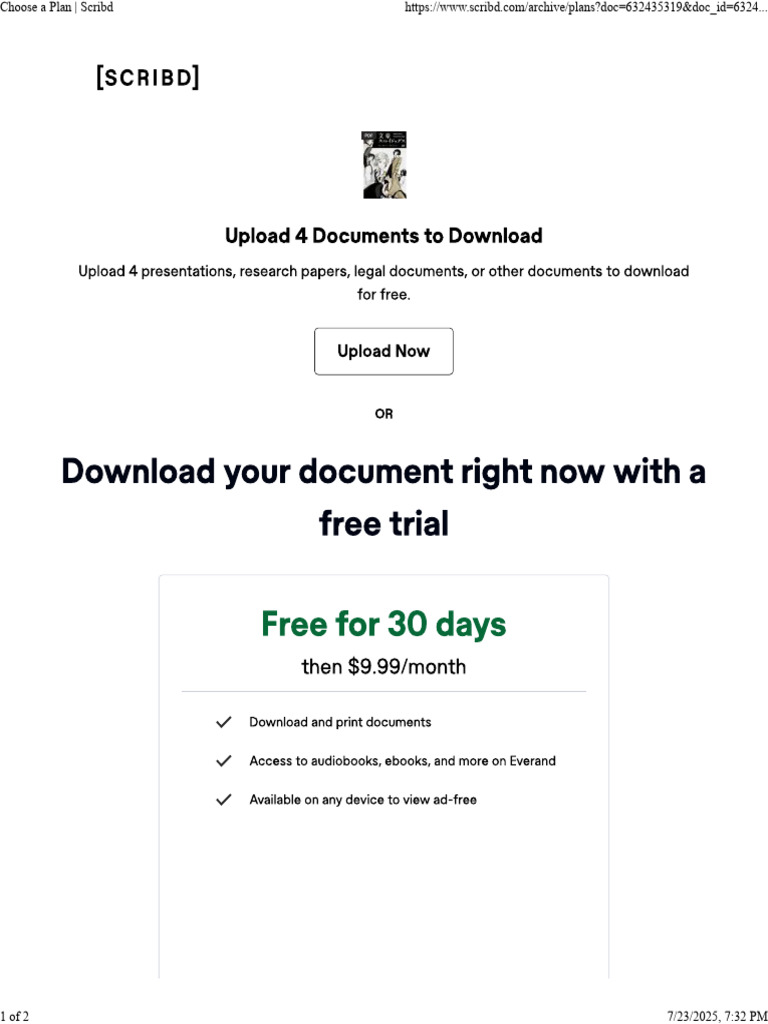 Scribd Subscription Plan Options | PDF