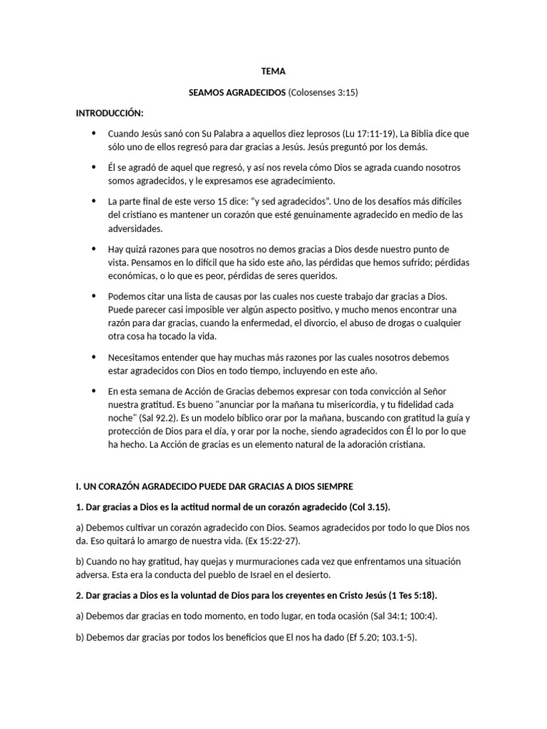 La Importancia de Ser Agradecidos en Dios | PDF | Salvación | Gratitud