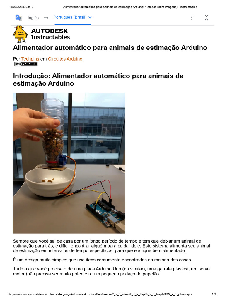 Alimentador Automático de Pets com Arduino | PDF | Arduino | Informática