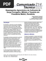 Desempenho Agronômico de Sorgo Forrageiro, Milheto e Teosinto