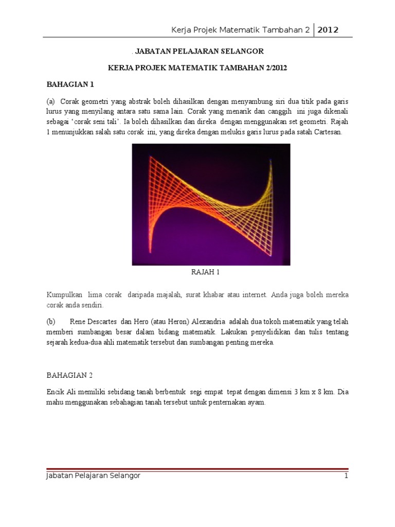 Kerja Projek Matematik Tambahan 2012 Bahagian 2 Pdf