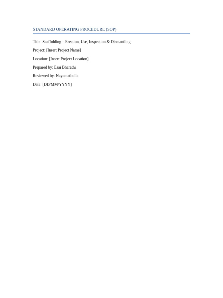 Scaffolding SOP: Safety & Procedures | PDF | Scaffolding