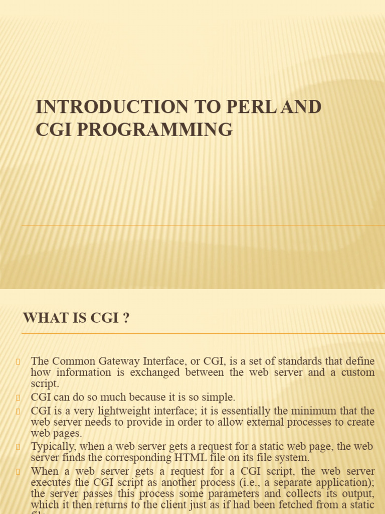 Perl and CGI Programming Basics | PDF | Web Server | Internet & Web