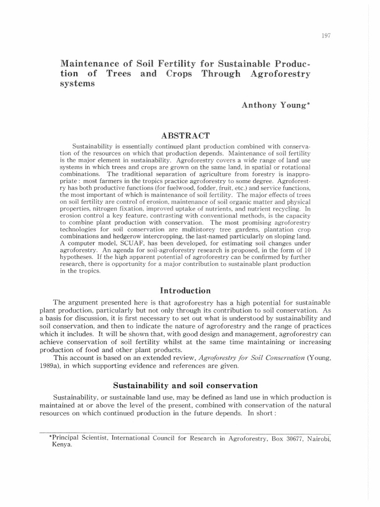 Agroforestry for Soil Fertility Maintenance | PDF | Soil | Plant Nutrition